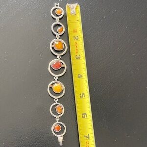 Silver and Orange Circle Bracelet